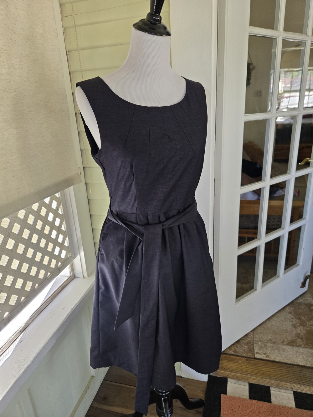 H&M Sleeveless Dark Charcoal Belted Midi Dress